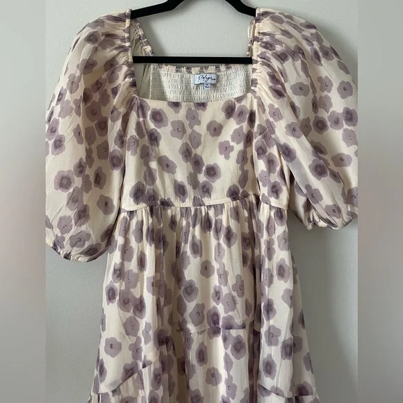 NWOT Polagram Floral Dress in Cream and Purple - Picture 7 of 10